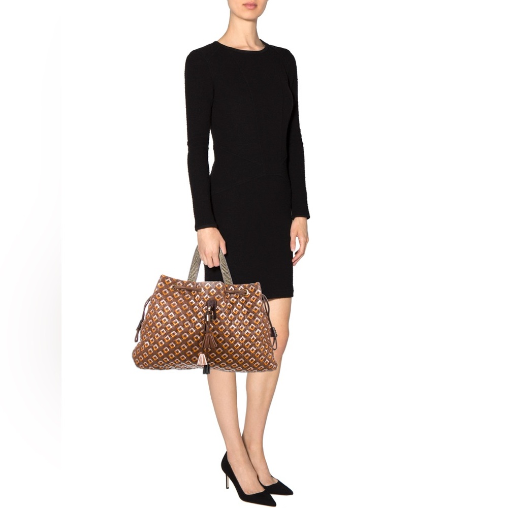 Marc Jacobs “Robert Lexie” quilted large tote brown leather w/metallic details